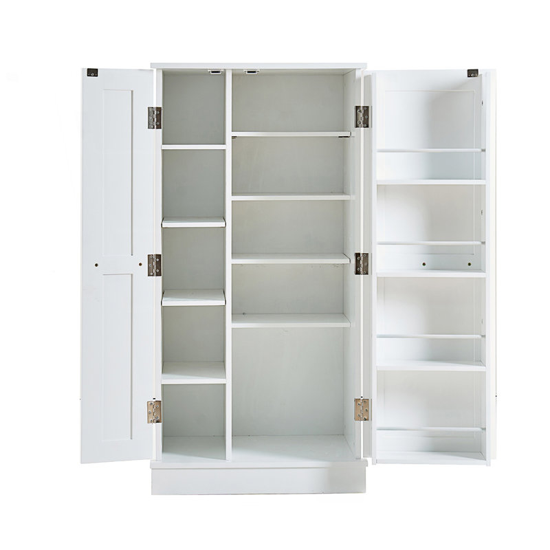 Armoire de rangement de cuisine, garde-manger autoportant avec portes et tablettes réglables