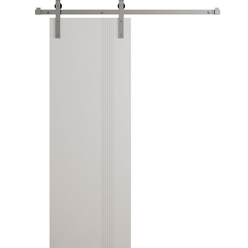 Porte de grange double moderne - ESSENTIAL 0777 - Ensemble de rail de 13 pi - Portes intérieures à panneau plein, 1