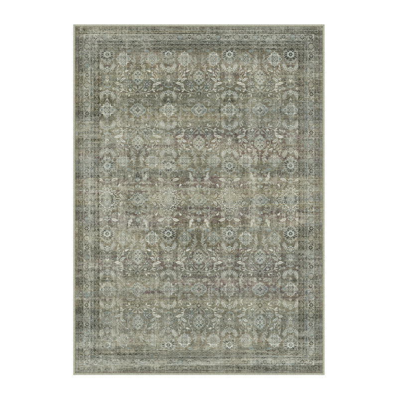 Tapis Amber Vintage à motif intégral lavable avec envers antidérapant, Rectangle 9 pi x 12 pi