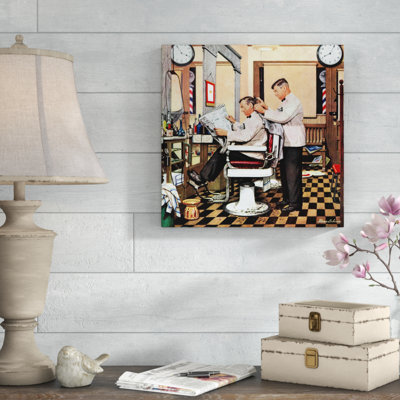 " Barber Getting Haircut " by Stevan Dohanos Painting Print
