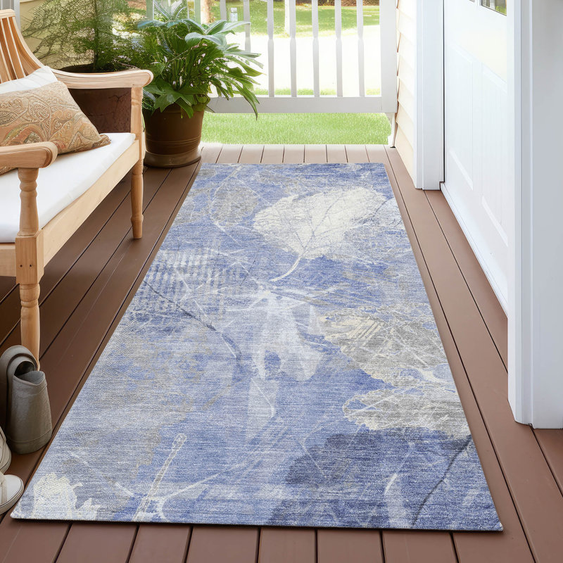 Machine Washable Indoor/Outdoor Xhevrie Denim Rug, Runner 2'3" x 7'6"