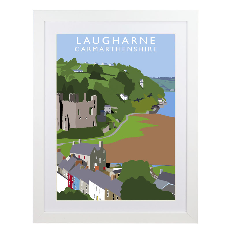 Laugharne 2 by Richard O'Neil - Print, White Wood Frame, 54 cm H x 44 cm W x 2.2 cm D