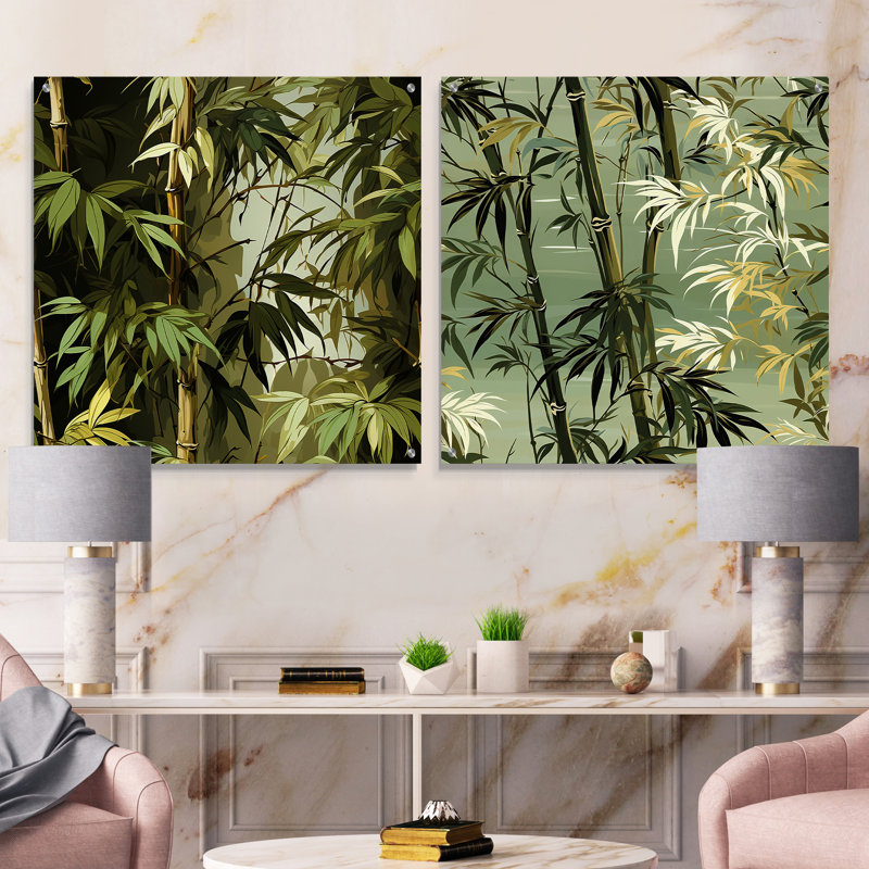 Assaf - ensemble de 2 art mural en verre acrylique bord de mer tropical, H 16 po x l 33 po