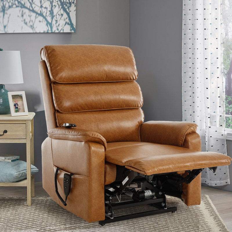 Muli 34.64"W High Back Recliner with Massage and Heat, Dual Motor, Lay Flat, Orange