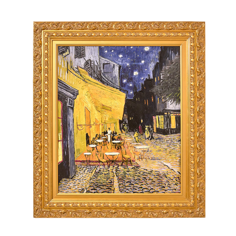 Charlton Home® Cafe Terrace At Night Framed On Wood by Vincent Van Gogh ...
