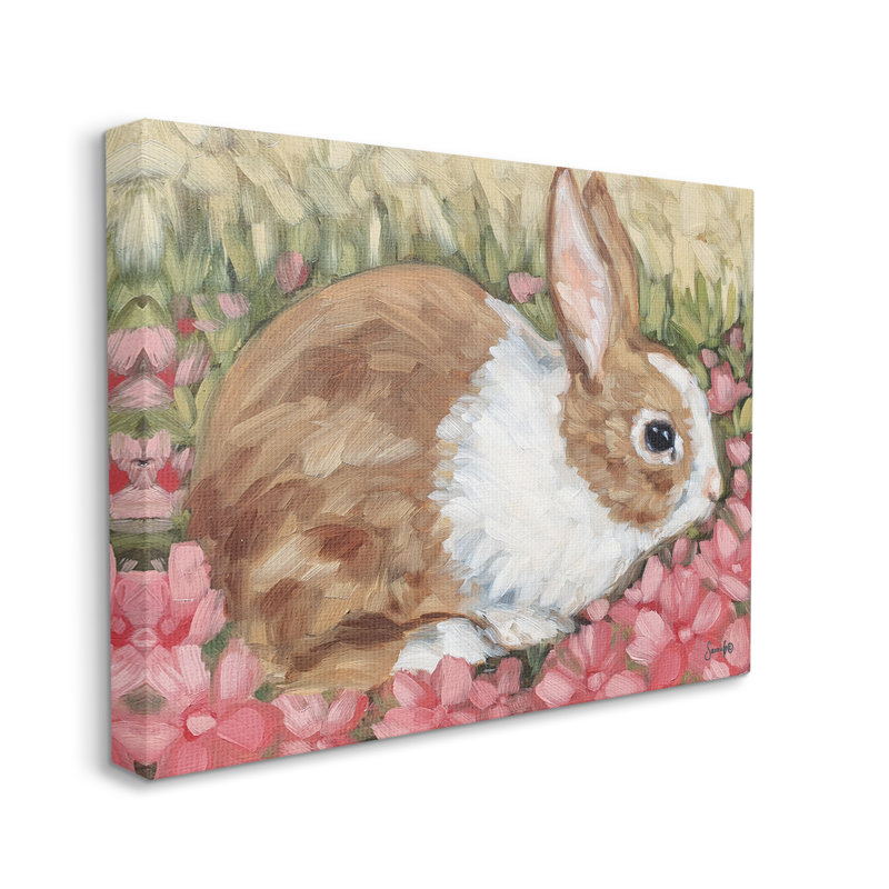 «Bunny Pink Spring Blossoms» par Sara G. Designs - peinture sur toile tendue, H 16 po x l 20 po x P 1,5 po