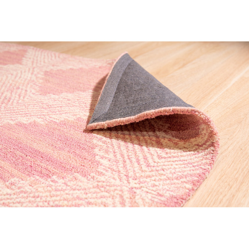 Unique Mcdonald Pink Hand Tufted Wool Contemporary Transitional Area Rug, Rectangle 5' x 8'