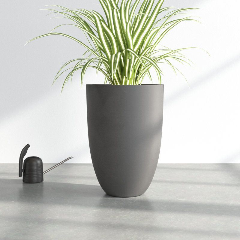 Pot à fleurs Elbe Fiberstone, H 21,75 po x l 16 po x P 16 po, Gris