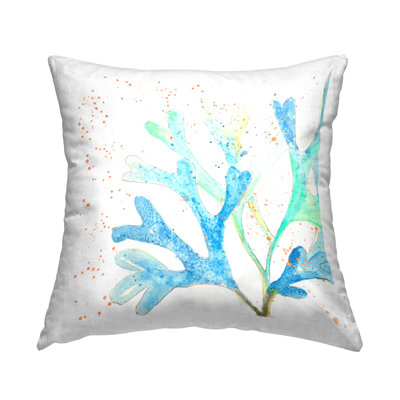 Modern Blue Coral Decorative Printed Throw Pillow Design by Patricia Pinto