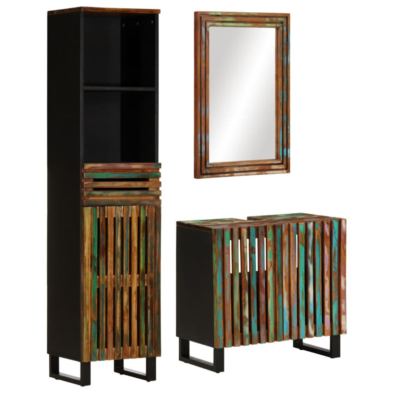 2-5 Bathroom Storage Furniture Set, Solid acacia wood