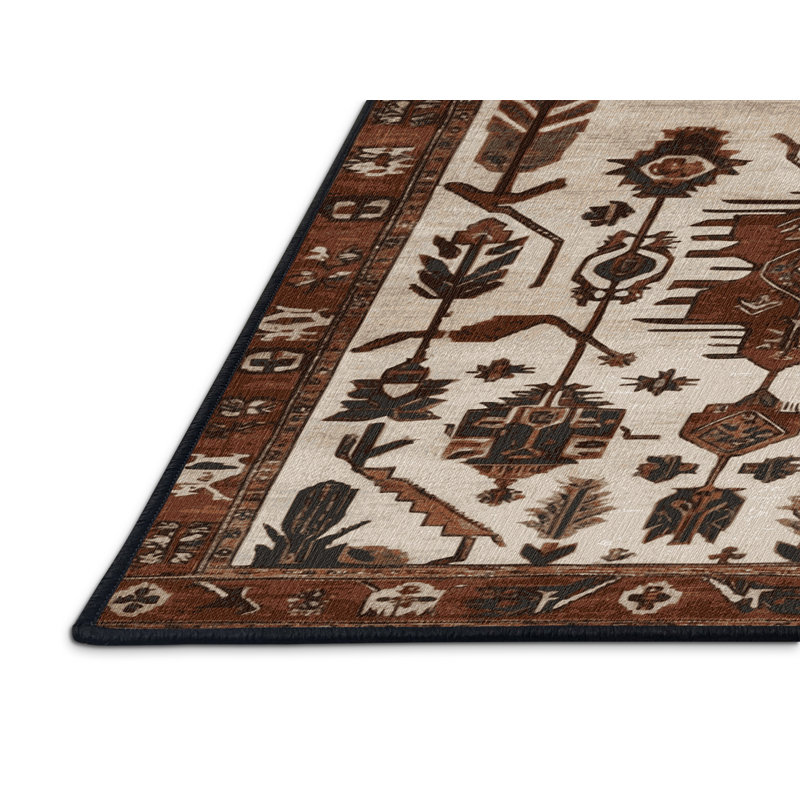 Tapis brun lavable à la machine, Rond 8 pi
