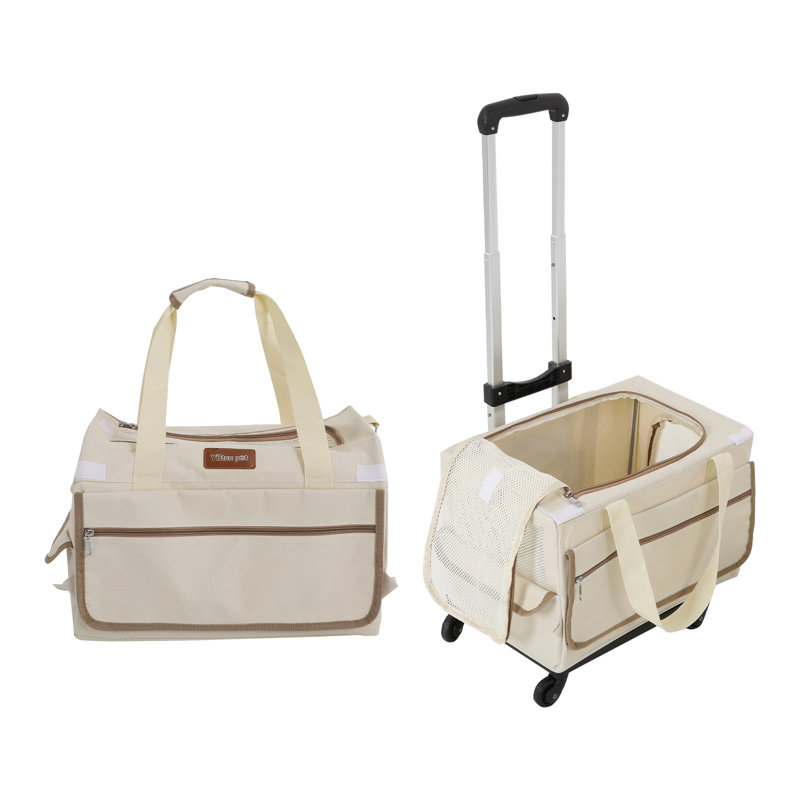 2-Layer Rolling Pet Carrier With Mesh Windows