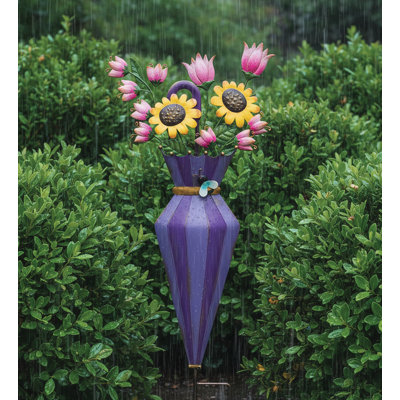 Piquet de jardin en métal 34 po avec finition vibrante multicolore et peinture résistante aux intempéries