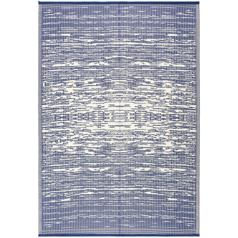 Tapis d'extérieur abstrait réversible bleu Aldo, Rectangle 8 pi 2 po x 10 pi