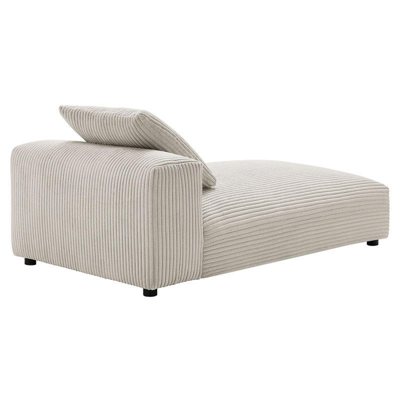 Chaise longue rembourrée en velours côtelé Solace, Amande