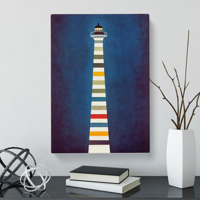 Lighthouse Strip Abstract - Wrapped Canvas