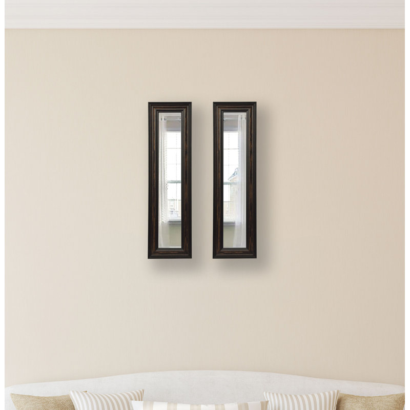 Ensemble 4 pièces de miroirs rustique de panneaux brésilien Kincannon, H 10 po x l 28 po