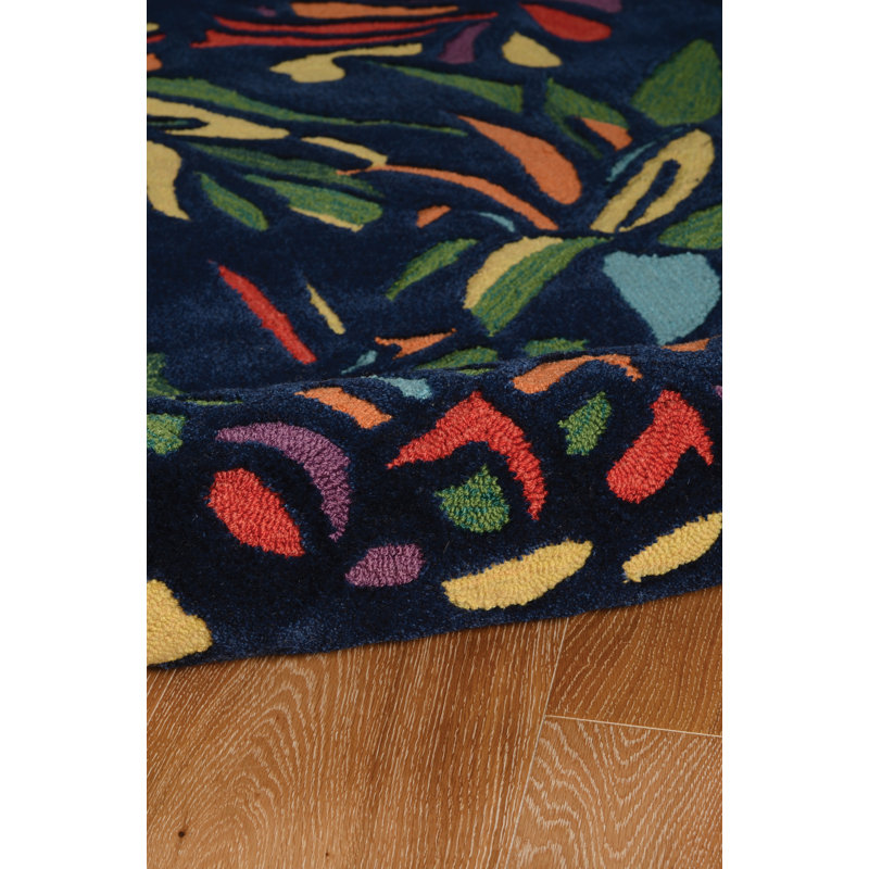 Mehcad Handmade Rug Navy And Multi, Rectangle 5' x 7'