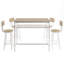 Ensemble de table de bar 5 pièces à finition blanche avec plateau en panneau de fibres à densité moyenne et structure en acier, compact pour petite cuisine ou bistro