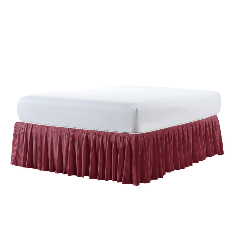 Diamond Square Pleated Bed Skirt, Brick, King