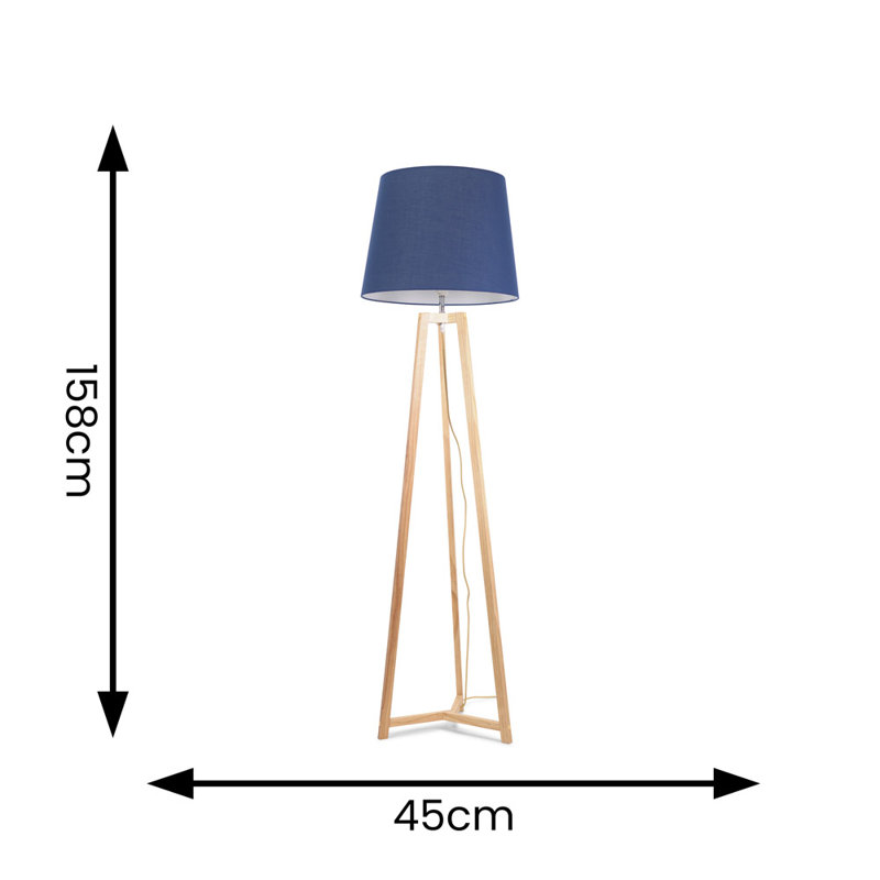 Rhavyn 158cm Natural Traditional Floor Lamp, Navy Blue