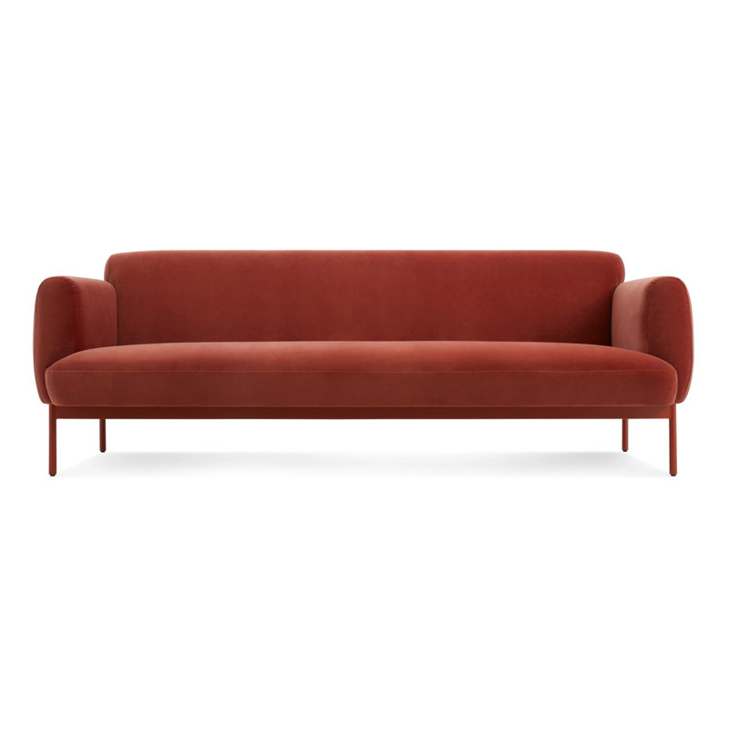Canapé Puff Puff, Velours de tomate 87 "Puff Puff, H 31 po x l 87 po x P 35 po