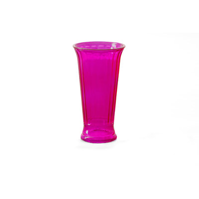 Vase en verre nervuré rose