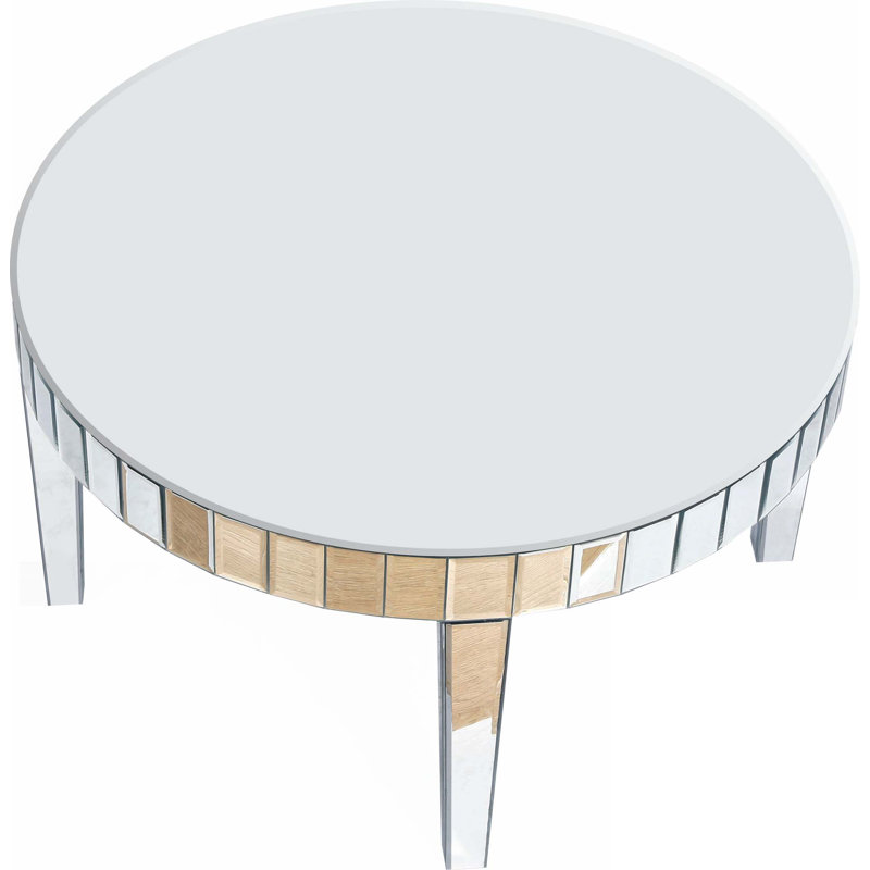 Markus 31.3'' Round Mirror Coffee Table with Glass Top