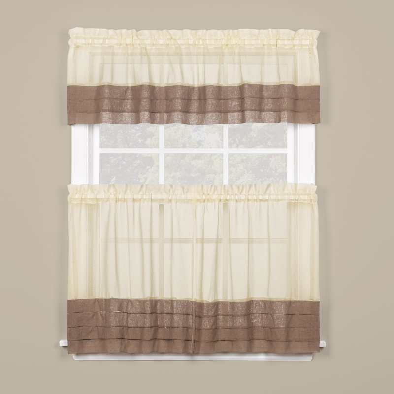 Wicksham Striped Ruffled Window Valance, Cream/Brown