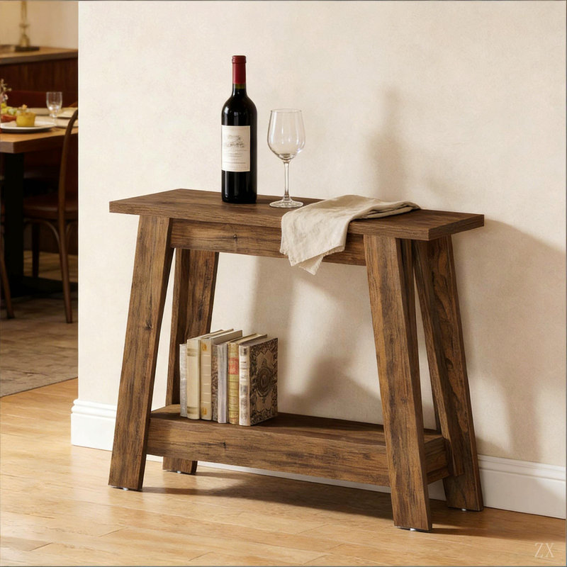 Rustic Console Table,2-Tier Entryway Table,Narrow Sofa Table