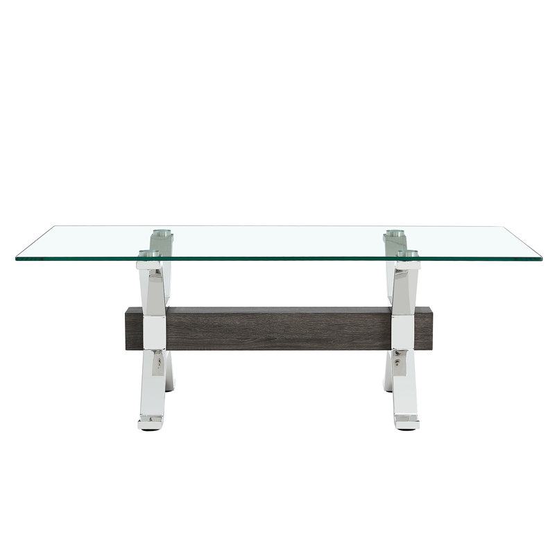 Kaspen Rectangular,dinning table,dining room table, Silver/Black, 79" L x 39" W