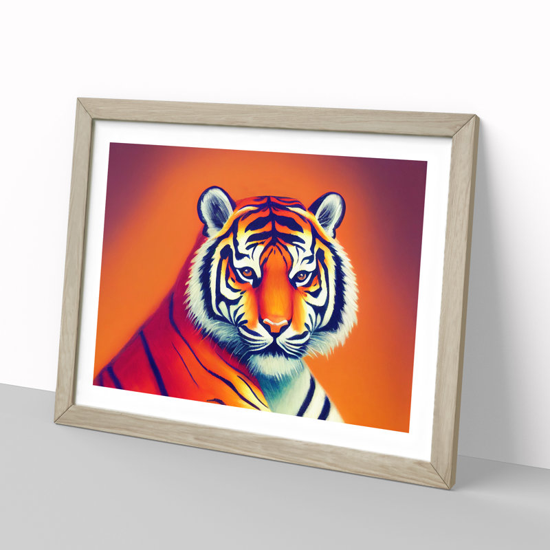 Cosmopolitan Tiger - Framed Print, 46cm H x 64cm W x 2cm D, Oak Framed