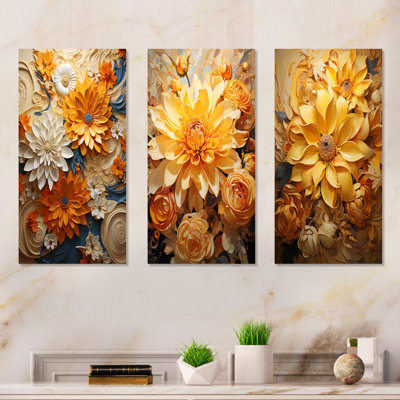 Ettring - Abstract Botanicals Metal Wall Art Prints Set Of 3