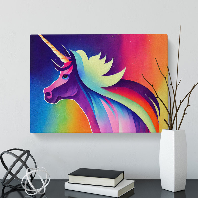 Beautiful Unicorn Abstract - Wrapped Canvas Print, 40cm H x 60cm W x 3cm D