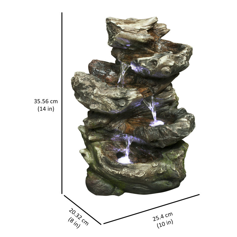 Rustic Log Cascade 12" Indoor/Outdoor LED Waterfall Fountain