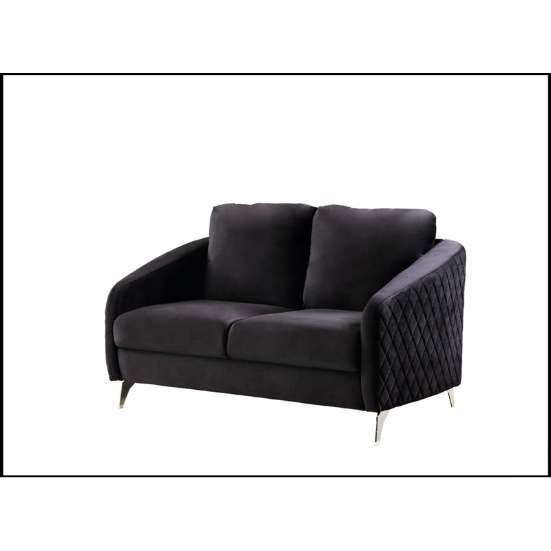Causeuse moderne chic en velours noir Livia