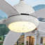 Ventilateur de plafond blanc mat de 52 pouces avec lumière, DEL à intensité variable avec fonction mémoire, moteur à courant continu, indice de protection IP65-641735992