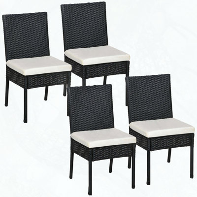 Chaises de salle à manger en PE avec coussins 4 pièces Outsunny