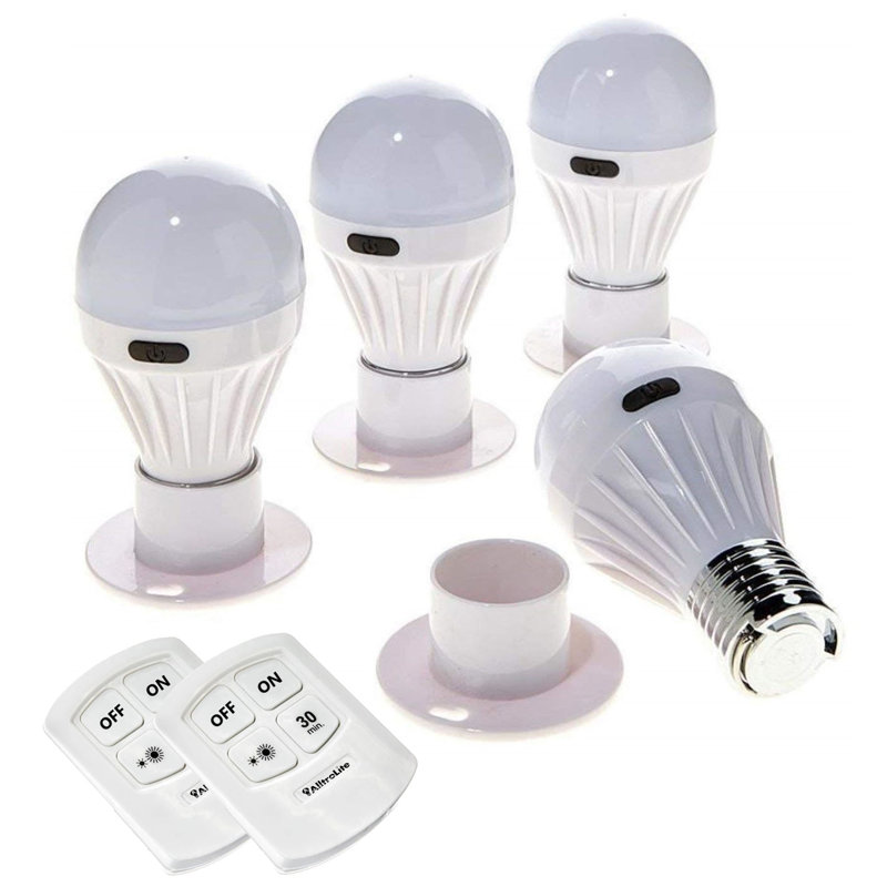 Paquet de 4 ampoules portatives sans fil à DEL avec télécommande Alltro