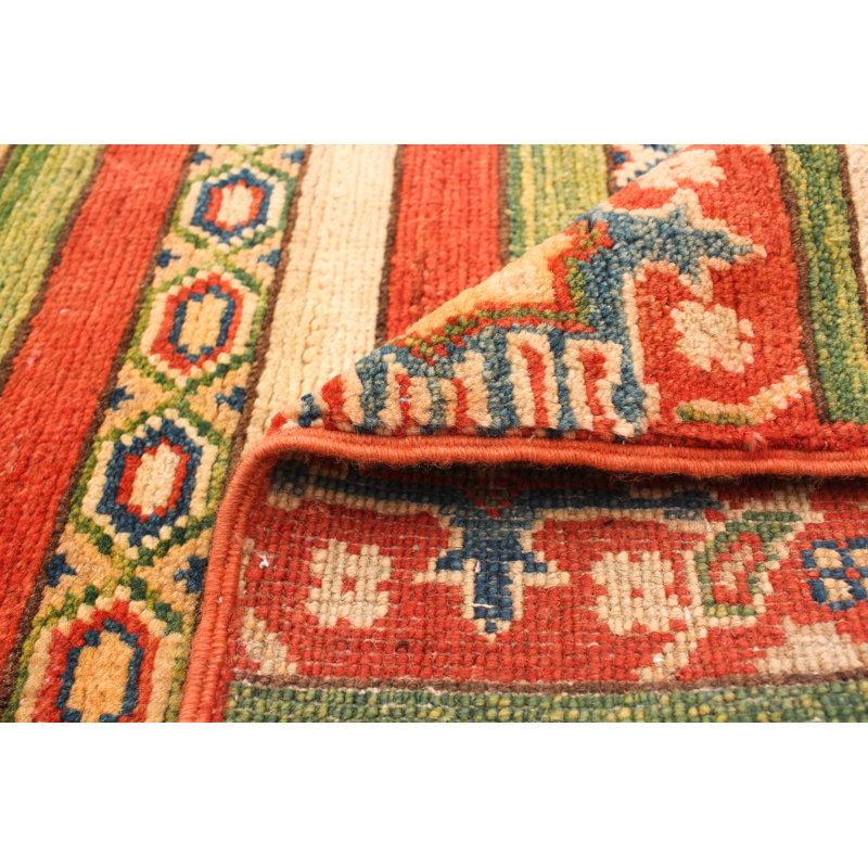 Tapis de couloir unique en laine noué à la main style uzbek Gazni des années 2010 de 3 pi 10 po x 11 pi 1 po cuivre foncé Quartney