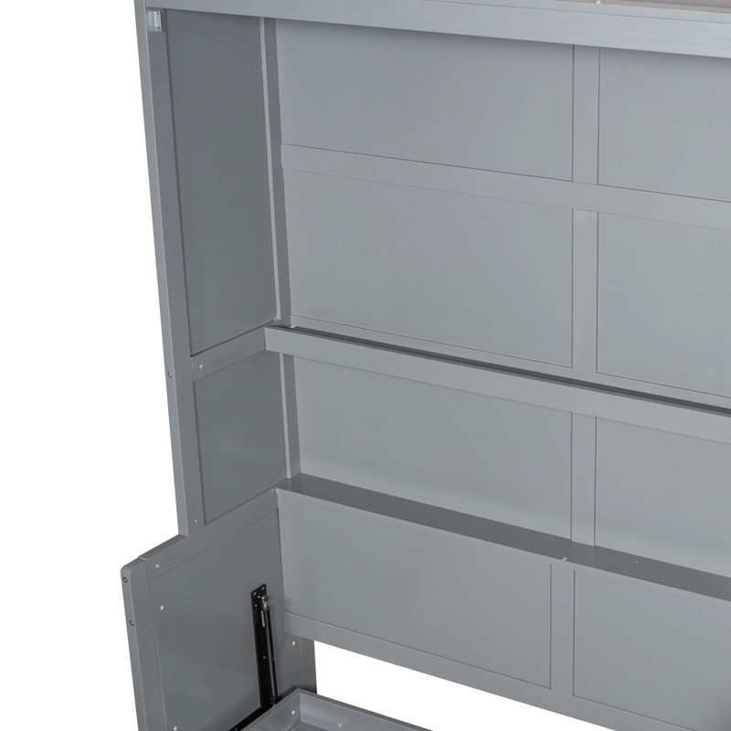 Grand lit gris avec instructions d'assemblage faciles
