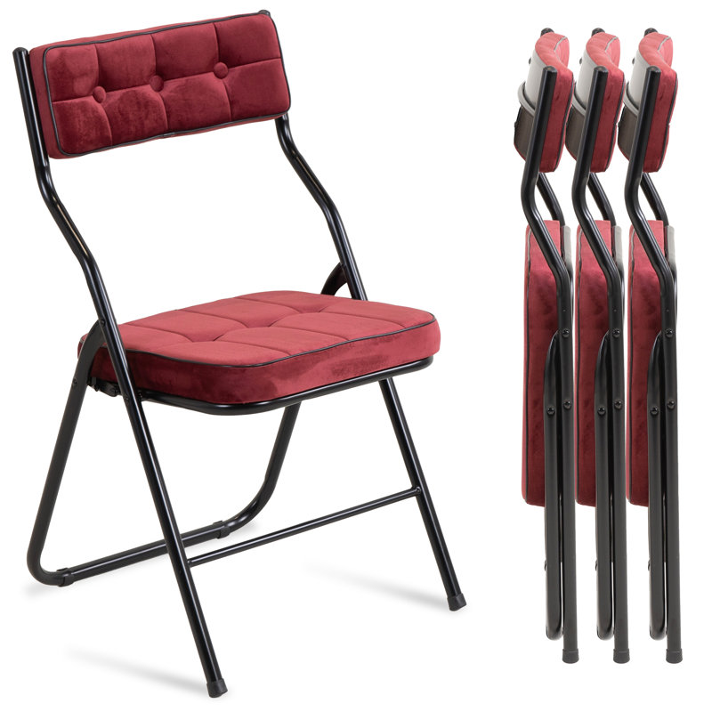 4-Pack Padded Folding Chairs – Portable Cushioned Dining Chairs for Guests, Red