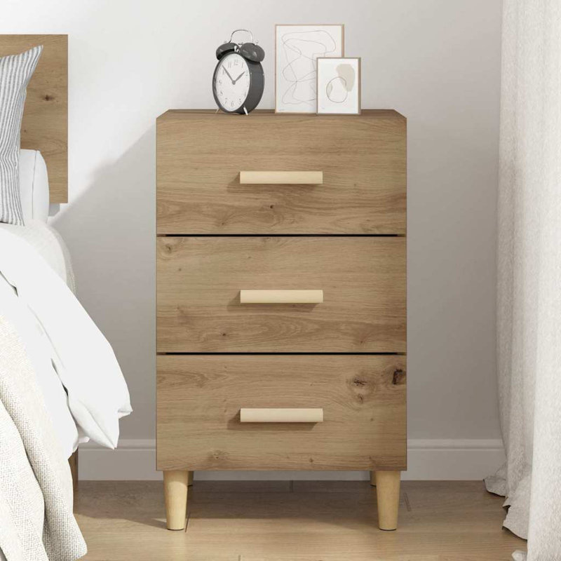 40cm W Manufactured Wood Bedside Table, Artisan Oak