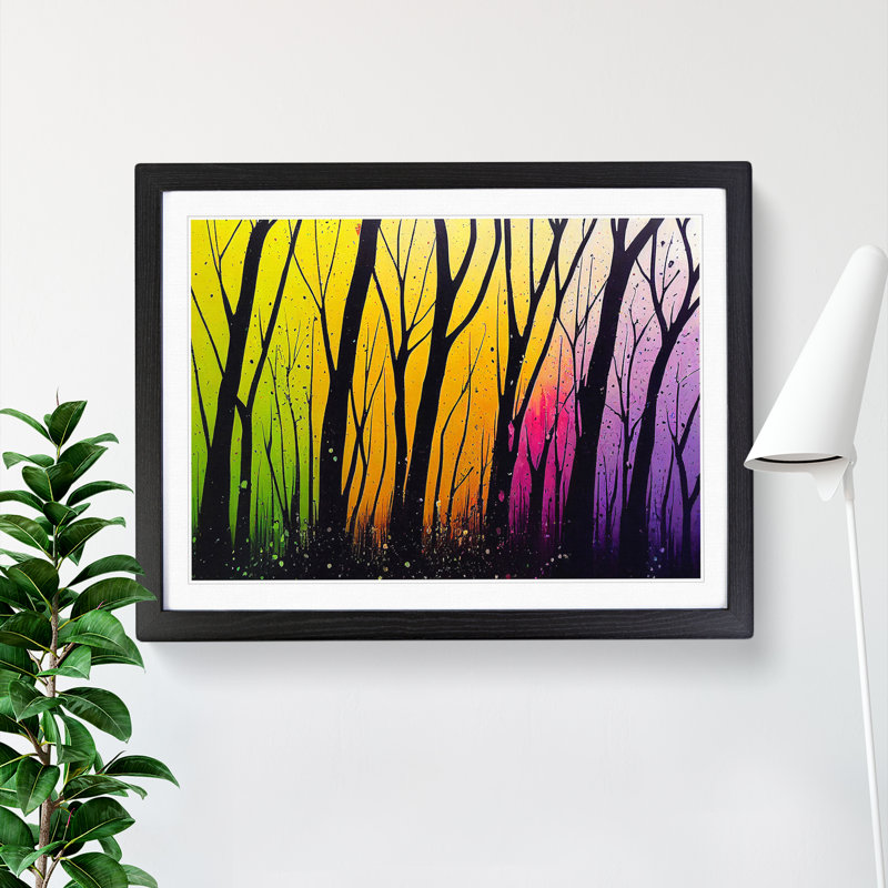 XH1022-8207X Spring Forest Splashed Vol.5 Abstract - Single Picture Frame Painting, 46cm H x 64cm W x 2cm D, Black Framed