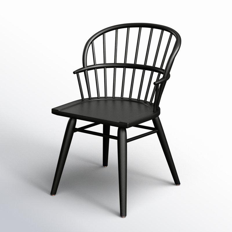 Black Ash Solid Wood Windsor Arm Chair