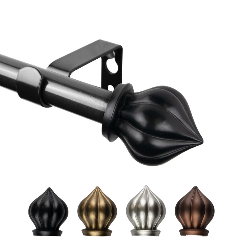 Tringle à rideaux Primrose 5/8 po de diamètre, Noir, 48" – 84"