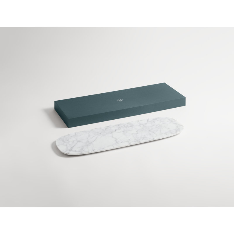 Delicious Marble Decorative Tray, 1" H x 26" W x 9" D, White Marble