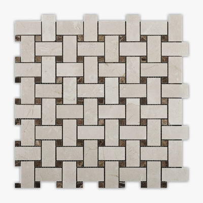 1" x 2" Marble Basketweave Mosaic Wall & Floor Tile
