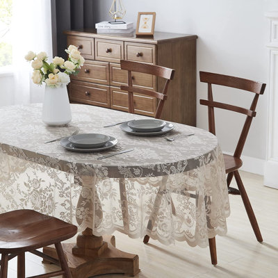 Delmarco Floral Lace Oval Tablecloth