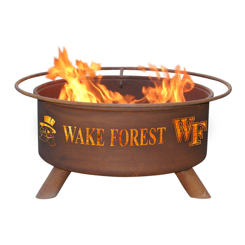 Collegiate Series 16" H x 30" W Steel Outdoor Fire Pit with Lid, Wake Forest